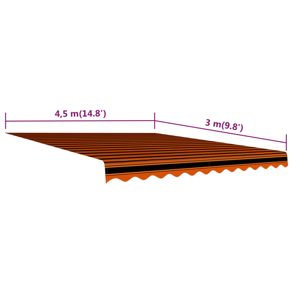 vidaXL markisedug 450x300 cm kanvas orange og brun