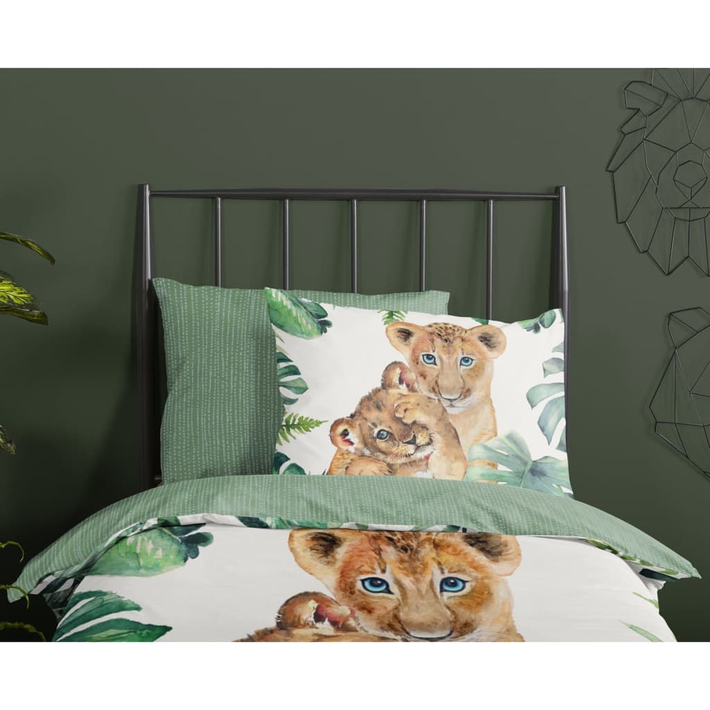Good Morning sengetøj til børn JUNGLE 140x200/220 cm grøn