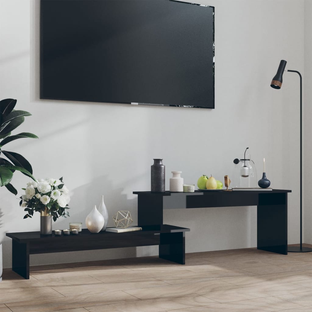 vidaXL tv-bord 180x30x43 cm konstrueret træ sort højglans