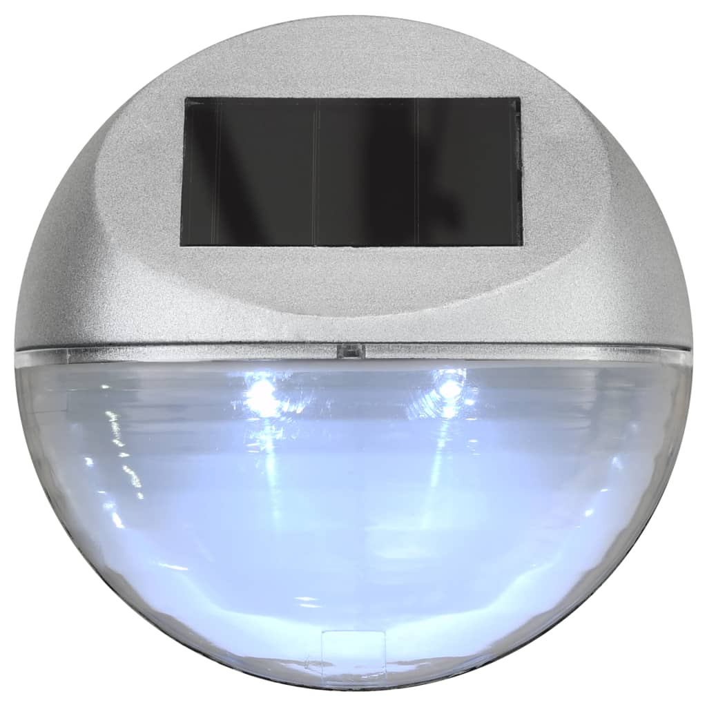 vidaXL væghængte LED-solcellelamper 12 stk. rund sølvfarvet
