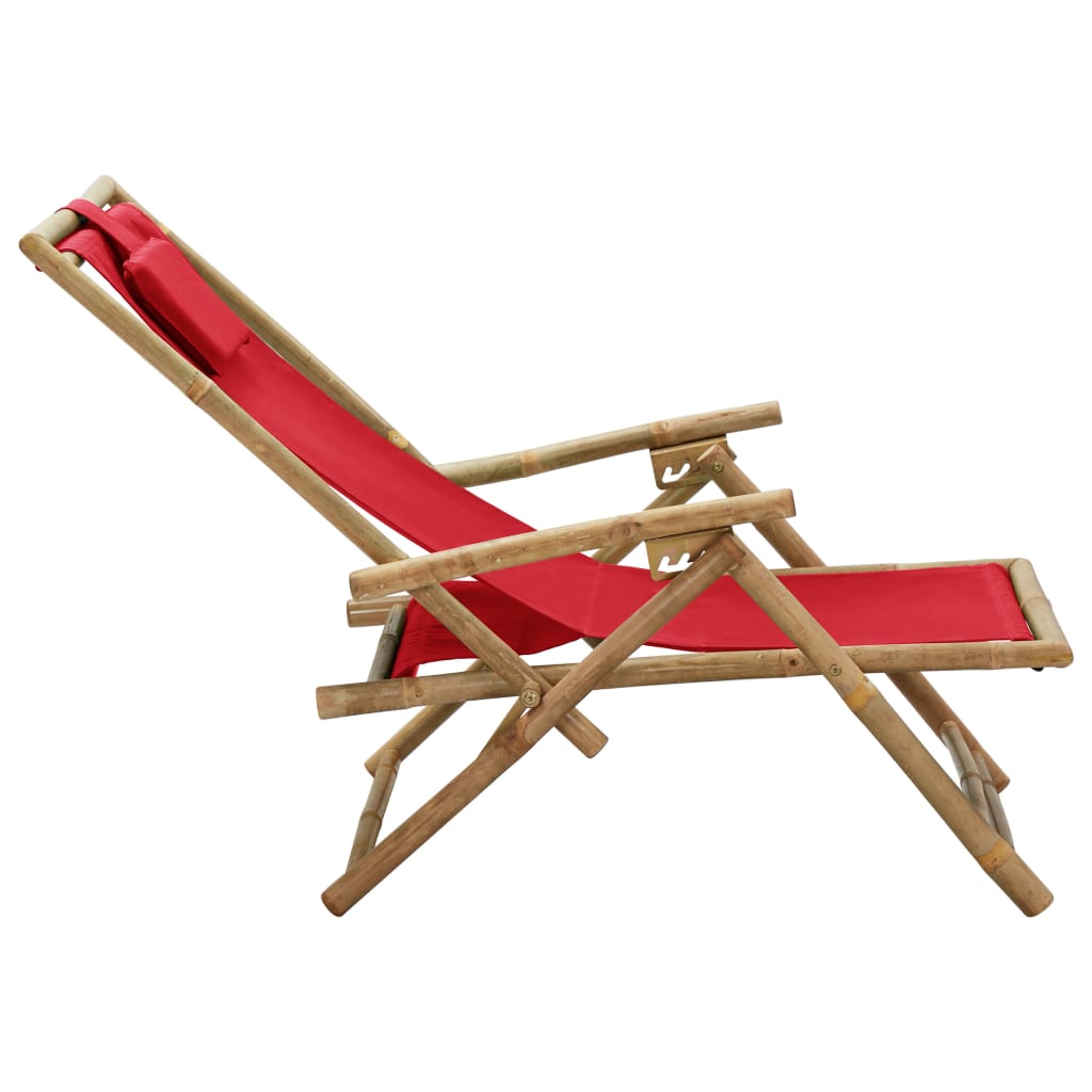 vidaXL campingstol bambus og stof rød