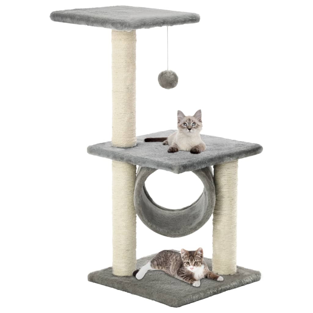 vidaXL kradsetræ til katte med sisal-kradsestolper 65 cm grå
