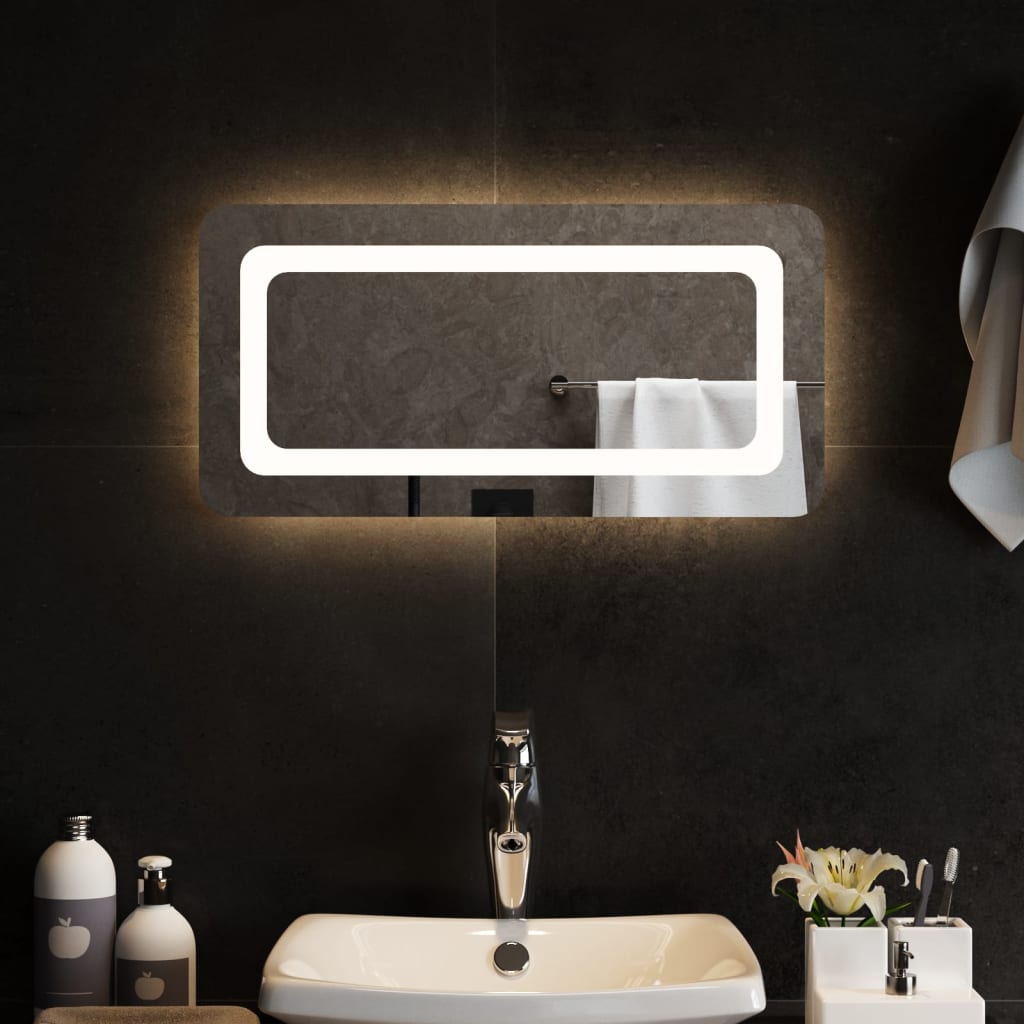 vidaXL badeværelsesspejl med LED-lys 60x30 cm