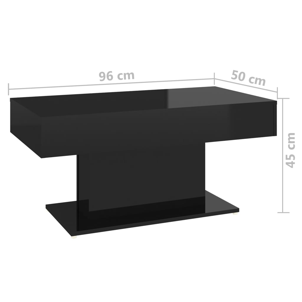 vidaXL sofabord 96x50x45 cm spånplade sort højglans