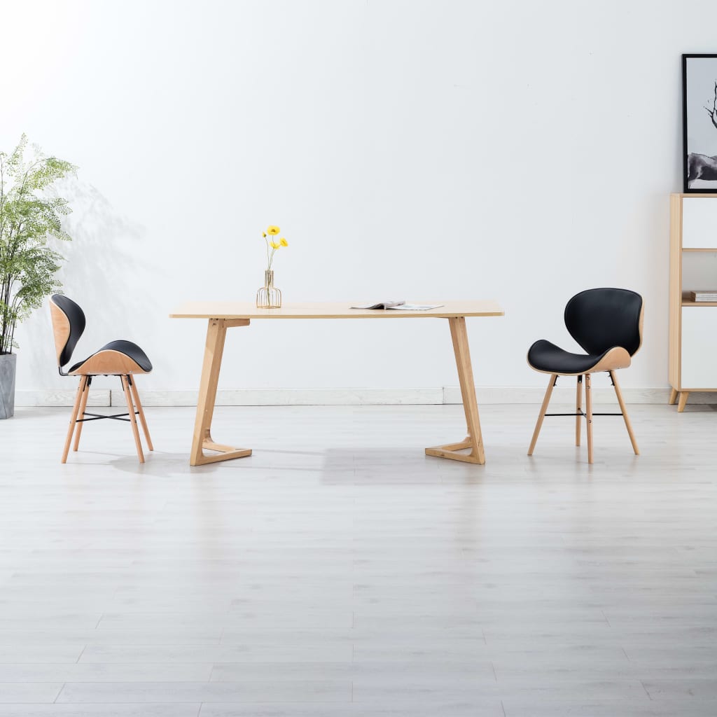 vidaXL spisebordsstole 2 stk. kunstlæder og bøjet træ sort