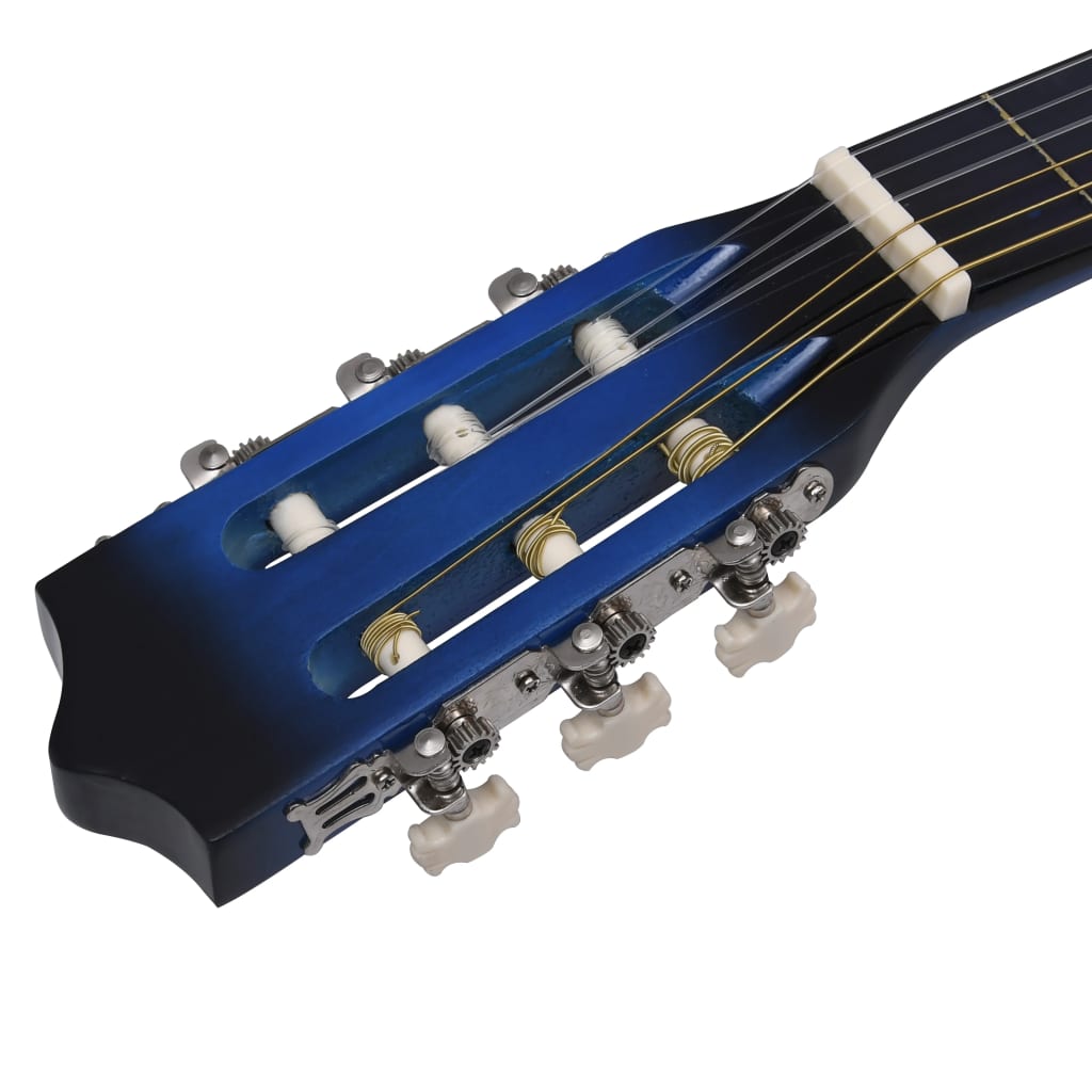 vidaXL klassisk western guitarsæt 12 dele med 6 strenge 38" blå