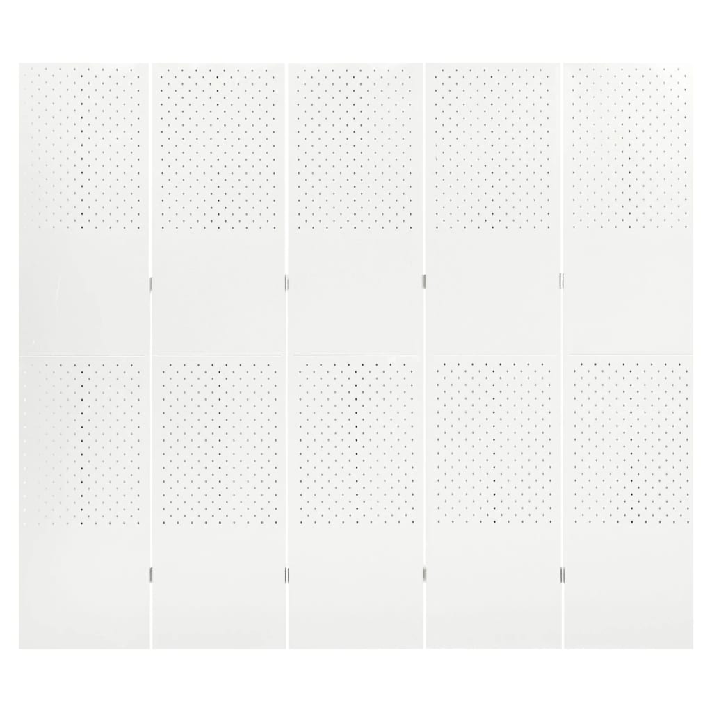 vidaXL 5-panels rumdeler 200x180 cm stål hvid