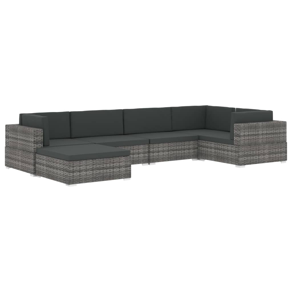 vidaXL midtersæde til sofa 1 stk. med hynder polyrattan grå
