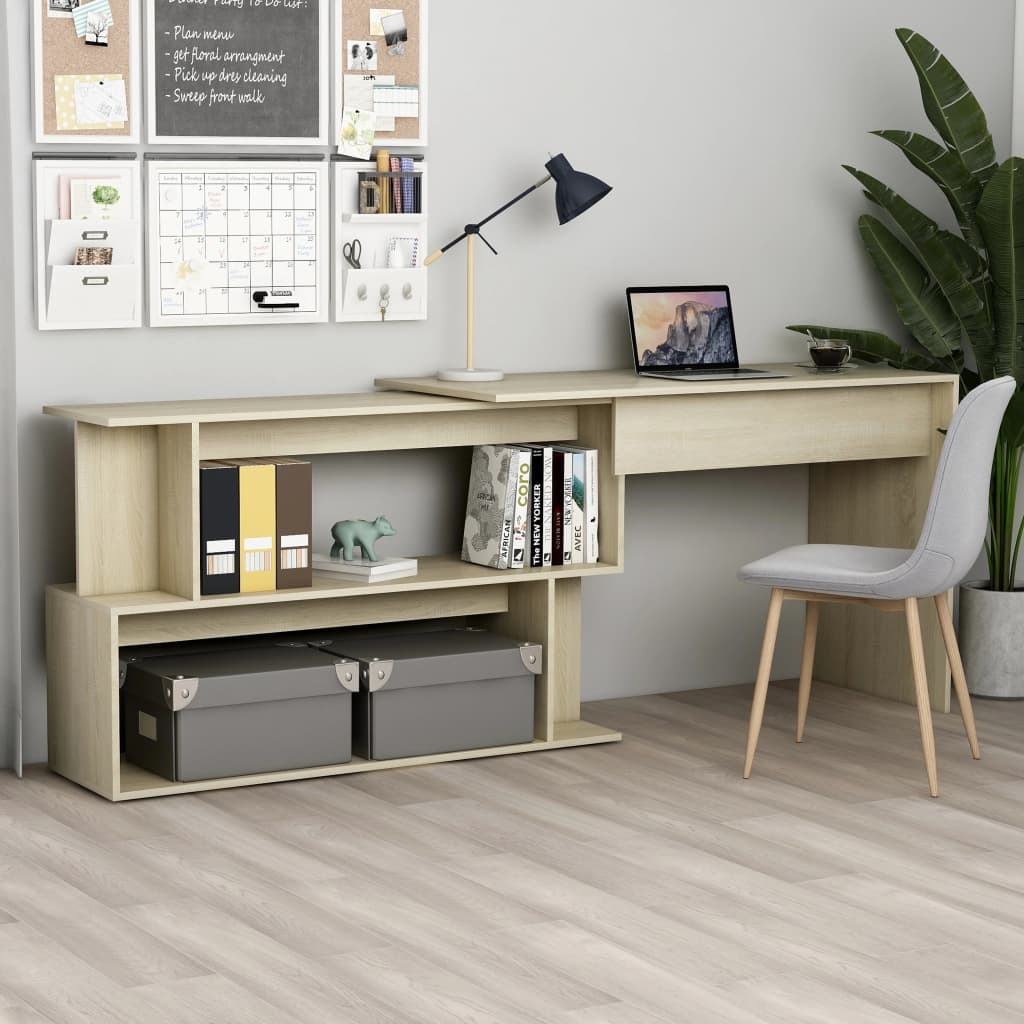 vidaXL skrivebord 200x50x76 cm konstrueret træ sonoma-eg