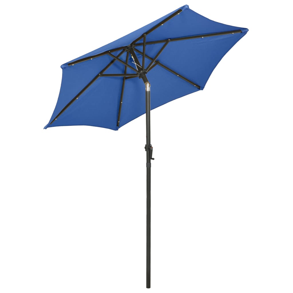 vidaXL parasol med LED-lys 200x211 cm aluminium azurblå