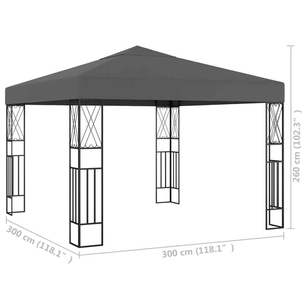 vidaXL pavillon 3x3 m stof antracitgrå