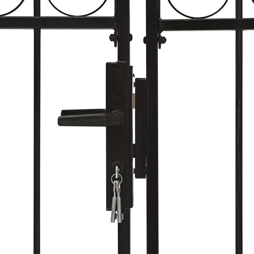 vidaXL hegnslåge med dobbeltdør og buet top stål 400 x 150 cm sort