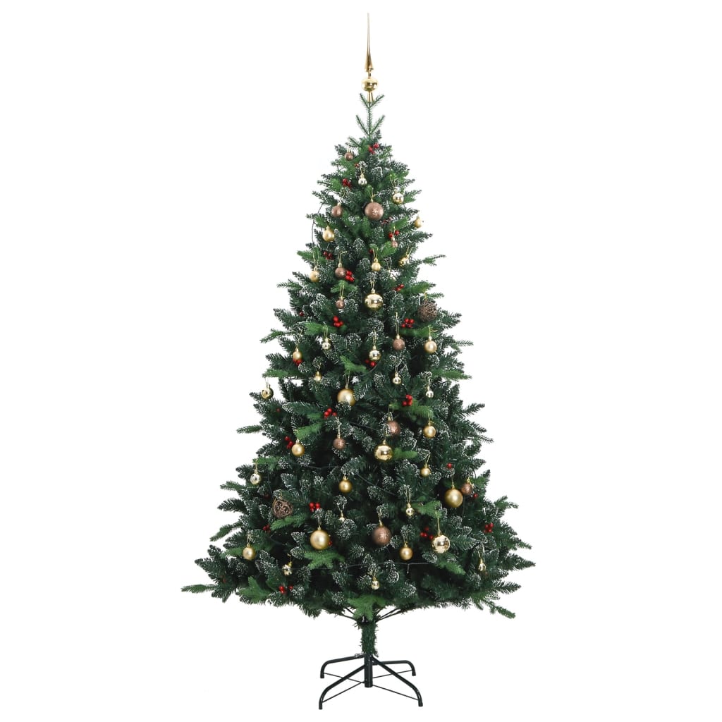 vidaXL kunstigt juletræ 150 LED'er og kuglesæt hængslet 120 cm