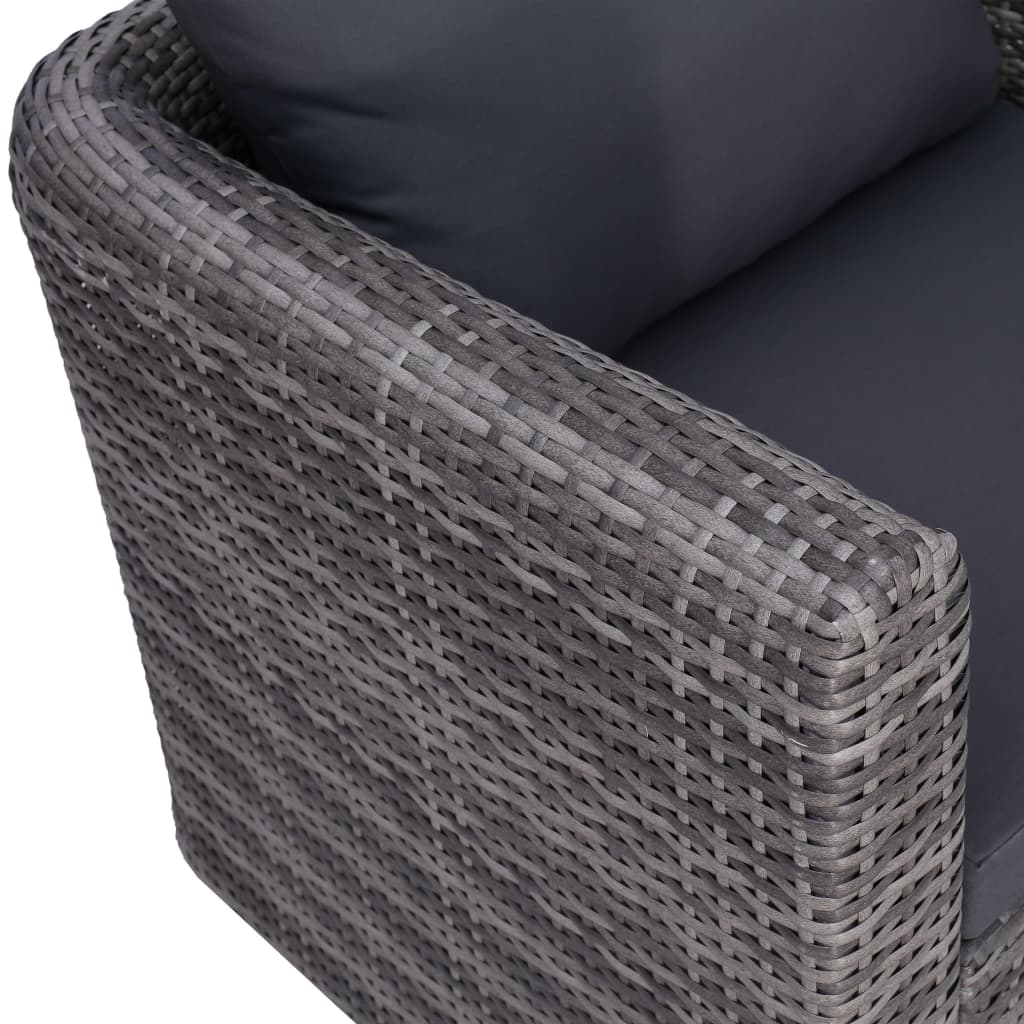 vidaXL havestol med hynde og pude polyrattan grå