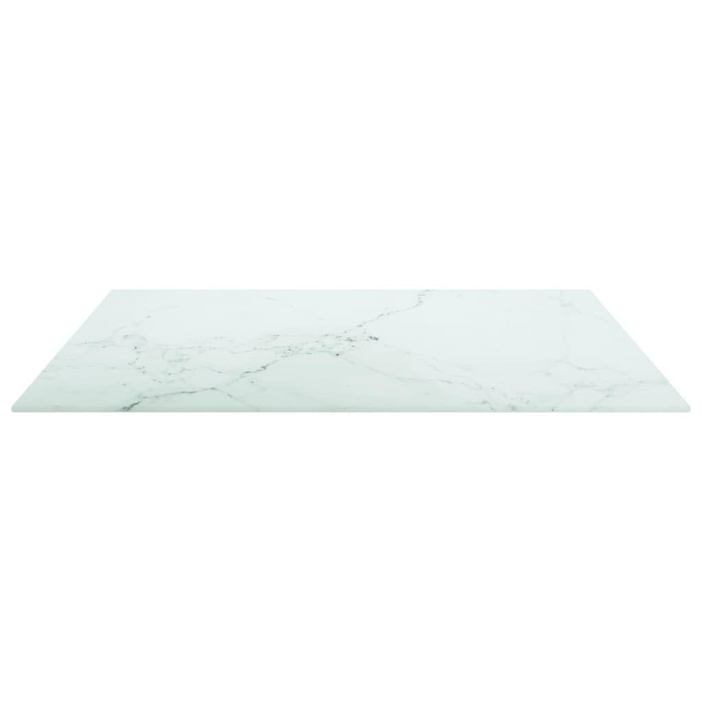 vidaXL bordplade 70x70 cm 6 mm hærdet glas med marmordesign hvid