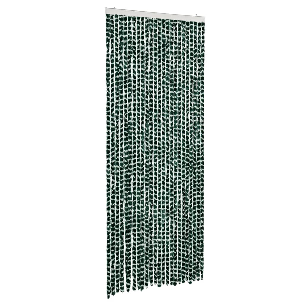 vidaXL flueforhæng 100x230 cm chenille grøn og hvid
