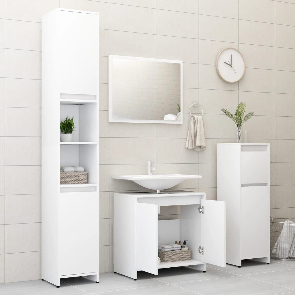 vidaXL møbelsæt til badeværelse konstrueret træ hvid