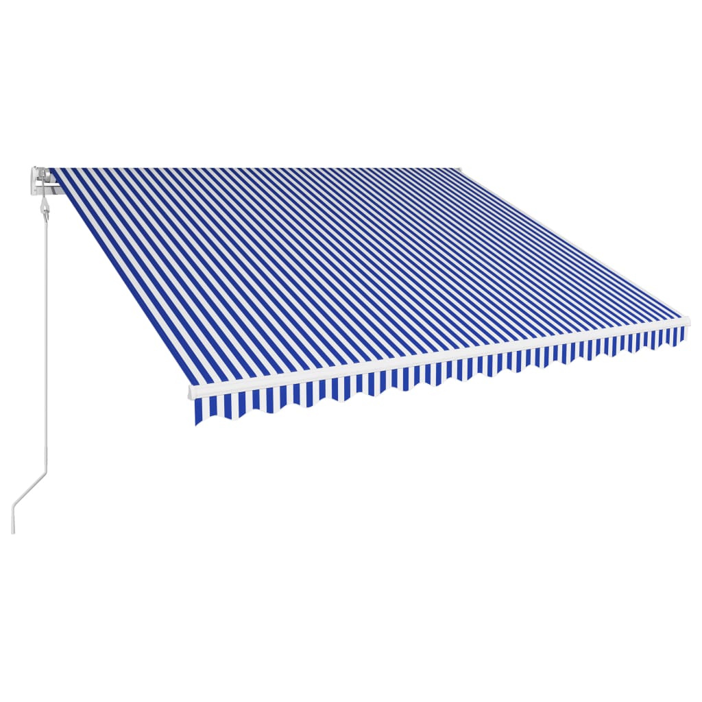 vidaXL automatisk foldemarkise 450 x 300 cm blå og hvid