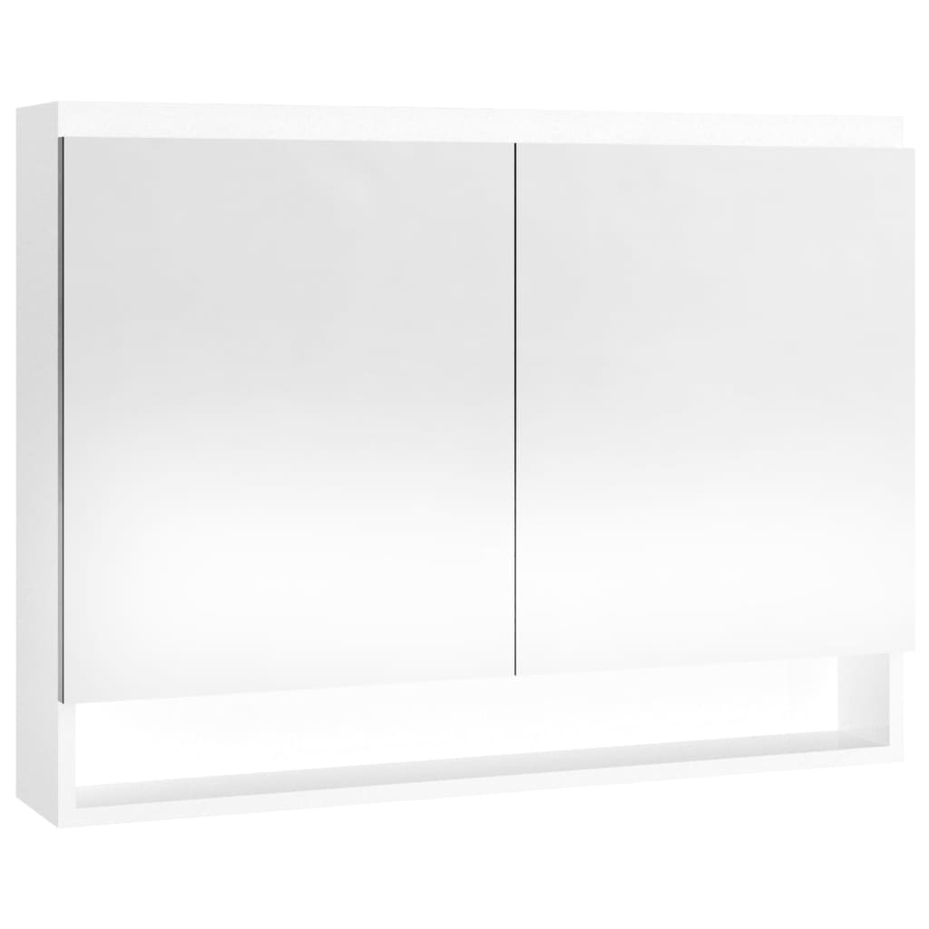 vidaXL badeværelsesskab med spejl 80x15x60 cm MDF blank hvid