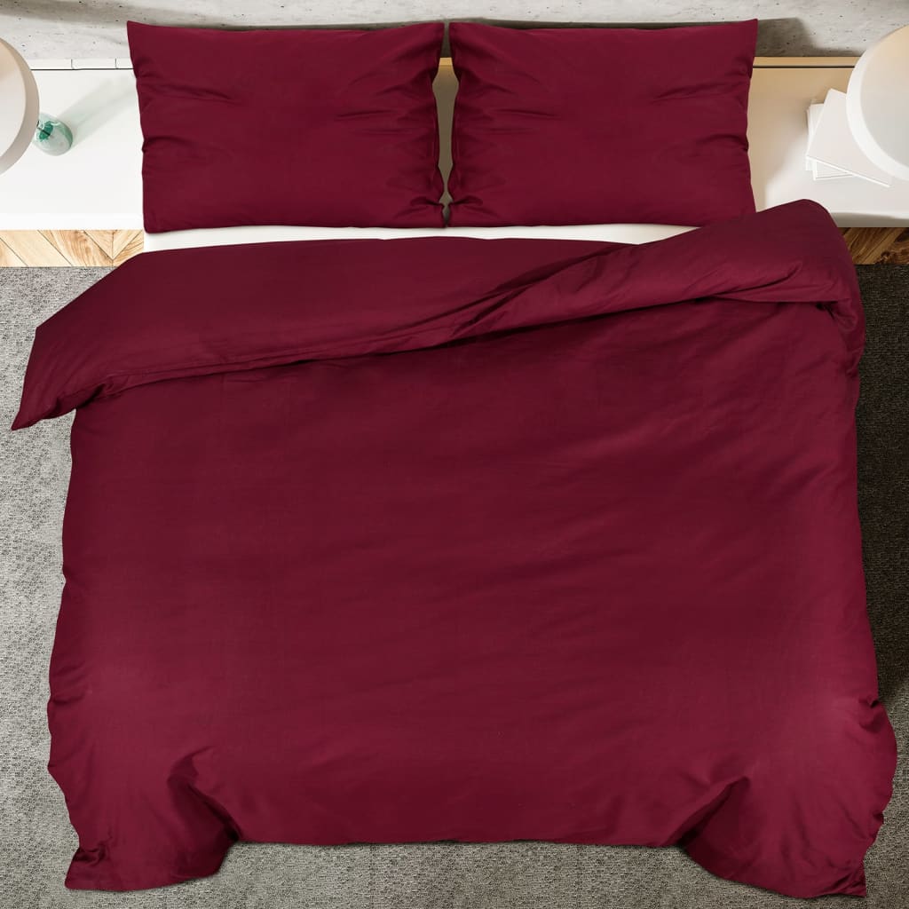 vidaXL sengetøj 260x240 cm bomuld bordeauxfarvet