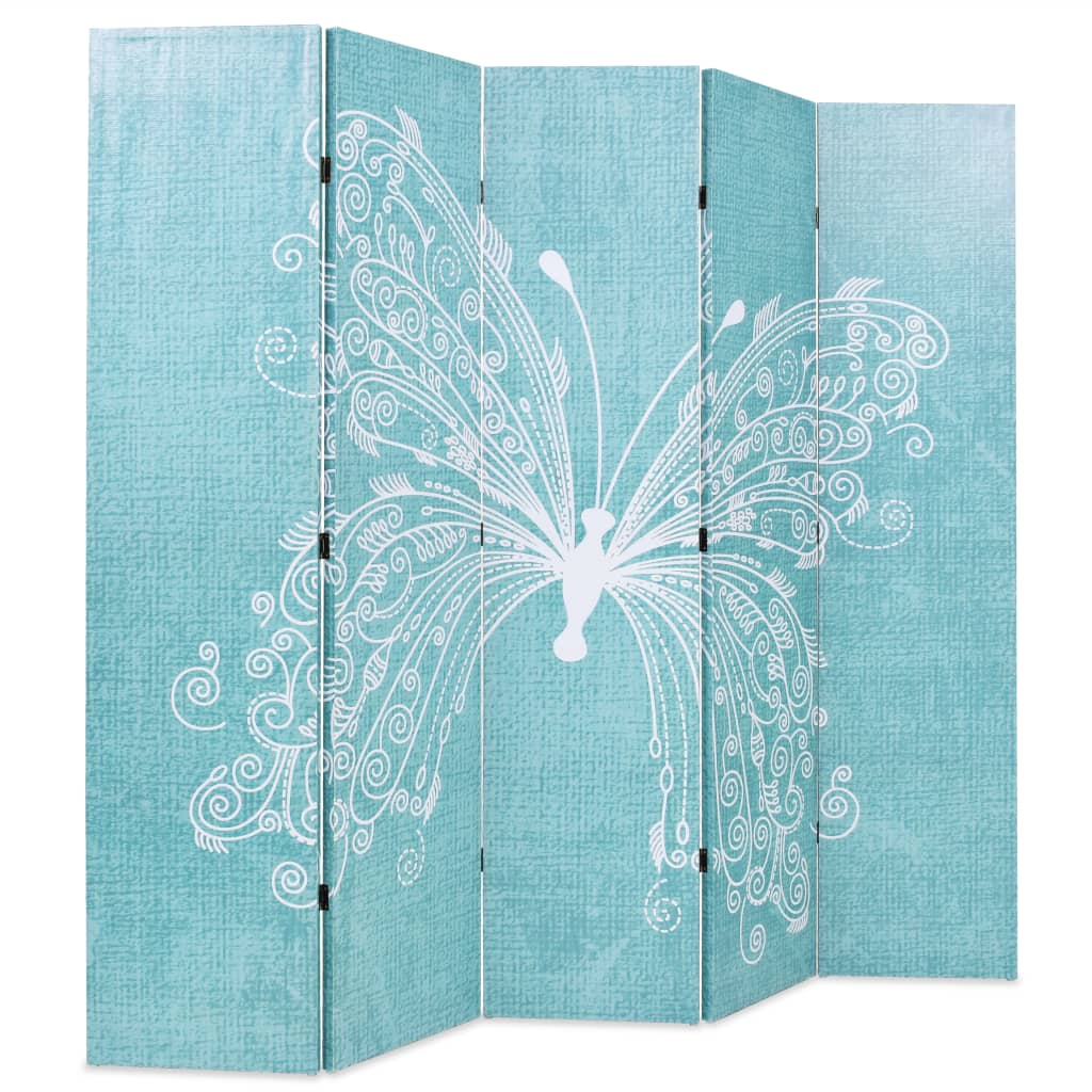 vidaXL foldbar rumdeler 200 x 170 cm sommerfugl blå