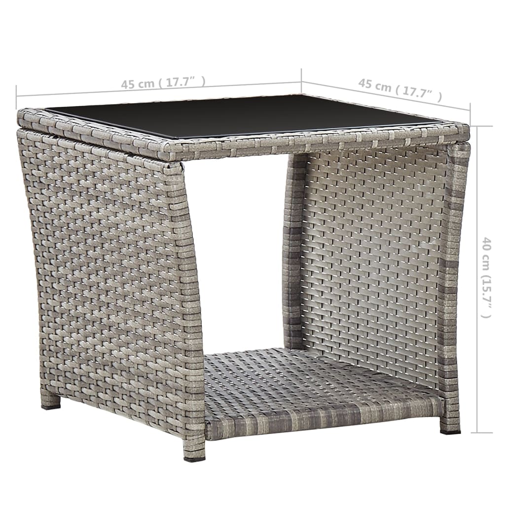 vidaXL sofabord 45x45x40 cm polyrattan og glas grå