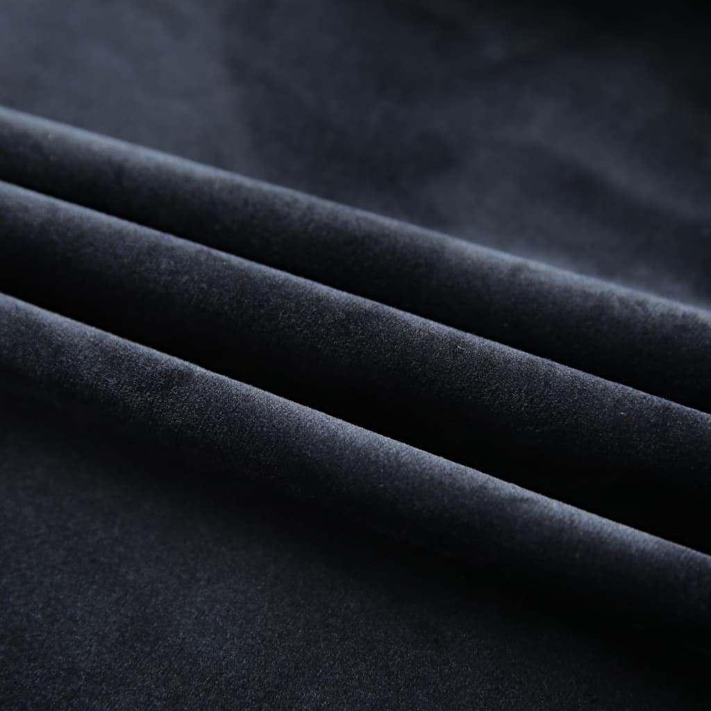 vidaXL mørklægningsgardiner med kroge 2 stk. 140 x 175 cm fløjl sort