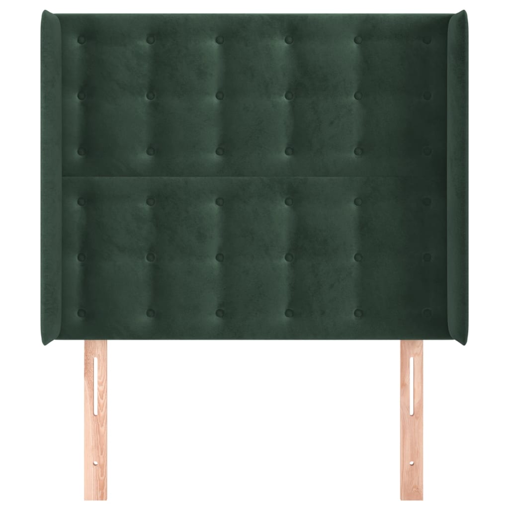 vidaXL sengegavl med kanter 83x16x118/128 cm fløjl mørkegrøn
