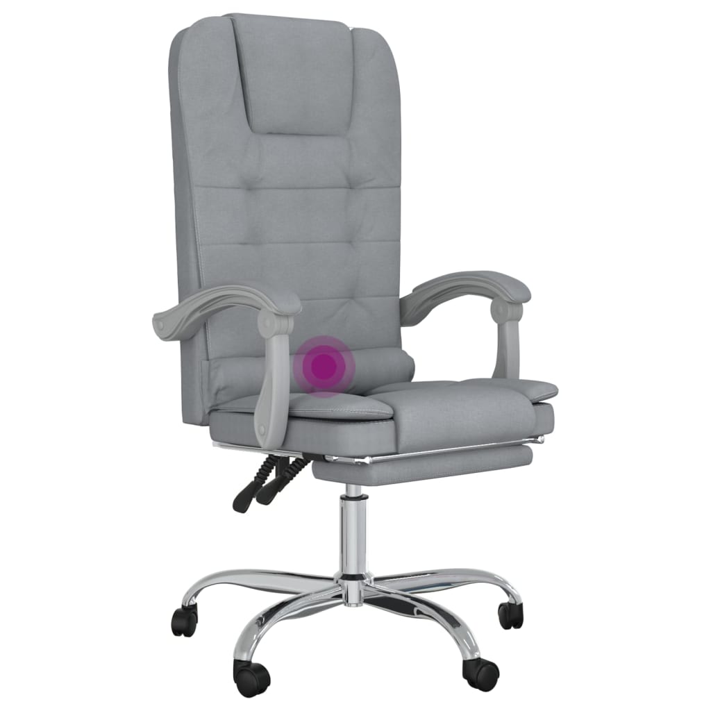 vidaXL kontorstol med massagefunktion stof lysegrå