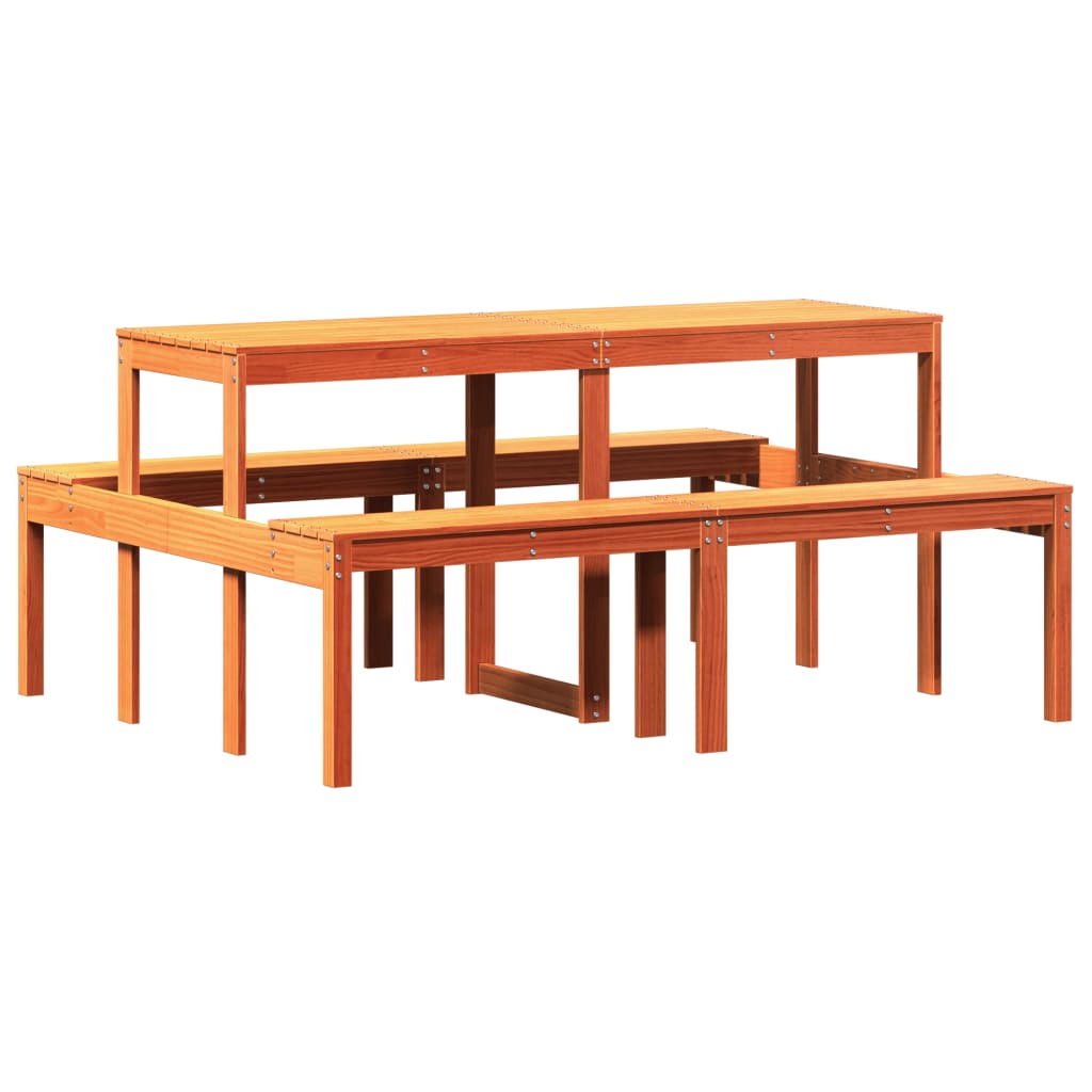 vidaXL picnicbord 160x134x75 cm massivt fyrretræ gyldenbrun