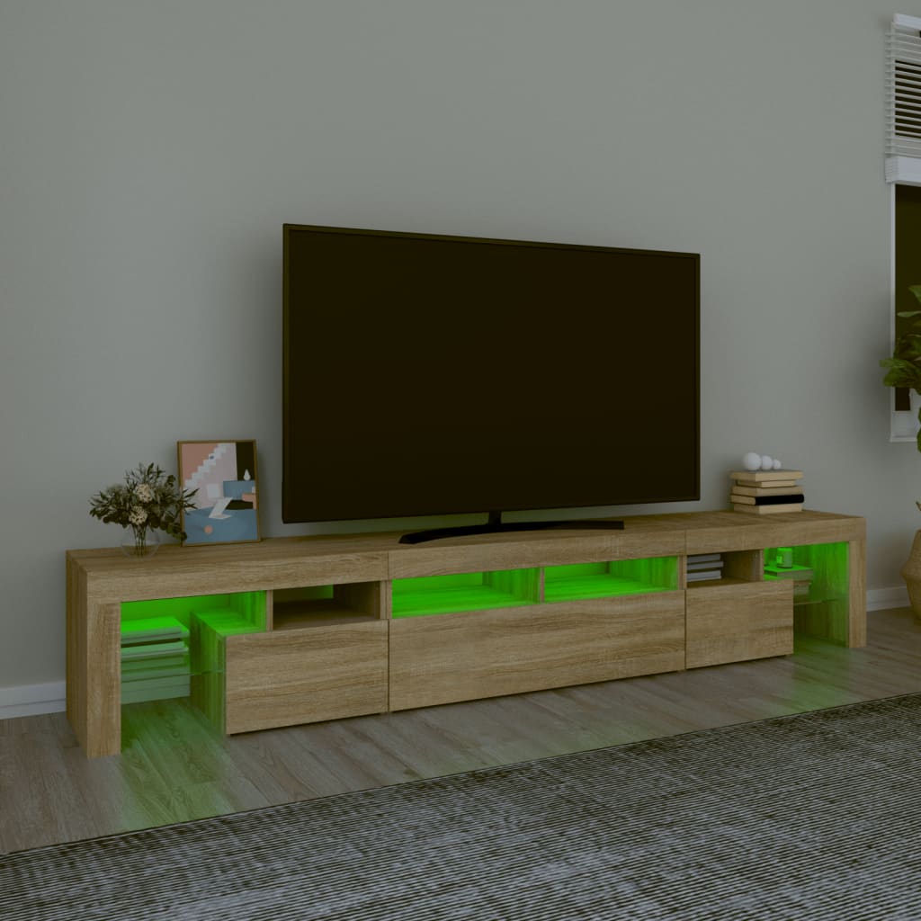 vidaXL tv-skab med LED-lys 230x36,5x40 cm sonoma-eg