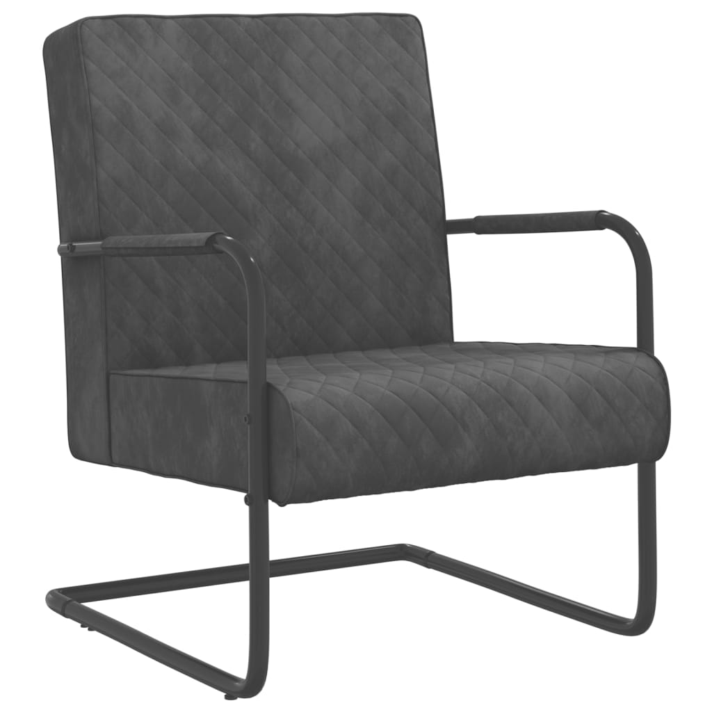 vidaXL stol med cantilever fløjl mørkegrå