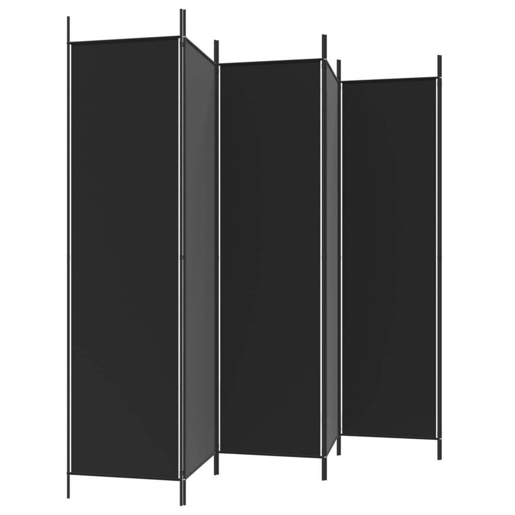 vidaXL 6-panels rumdeler 300x200 cm stof sort