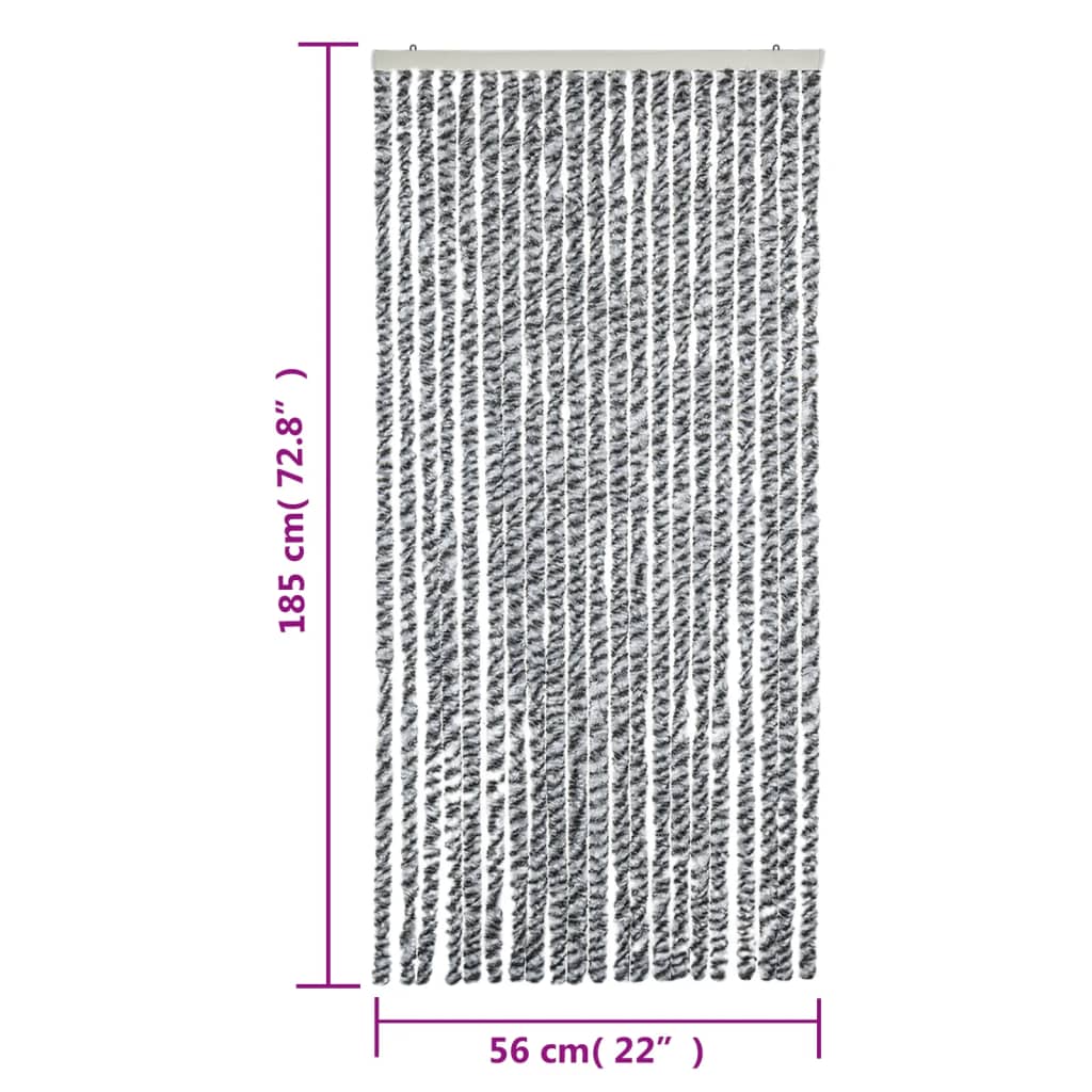 vidaXL flueforhæng 56x185 cm chenille sort og hvid