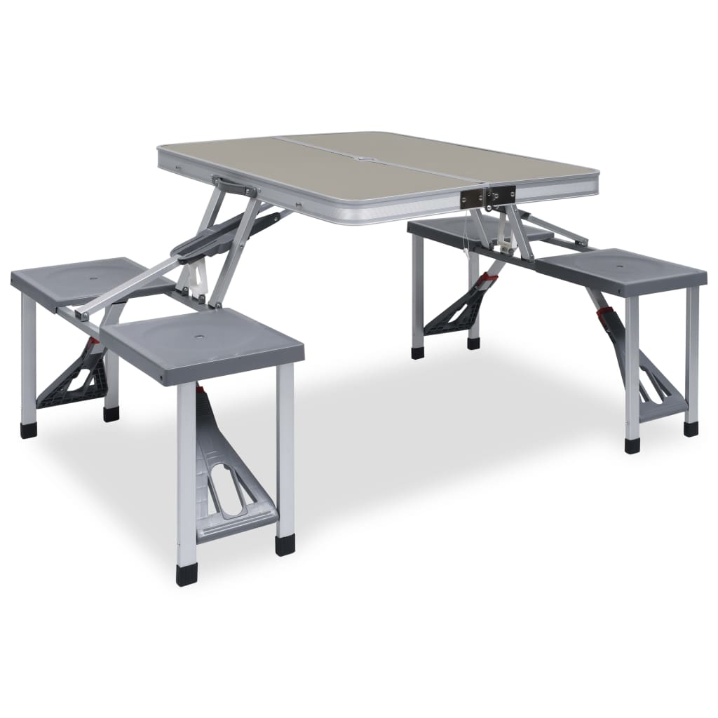 vidaXL foldbart campingbord med 4 siddepladser stål aluminium