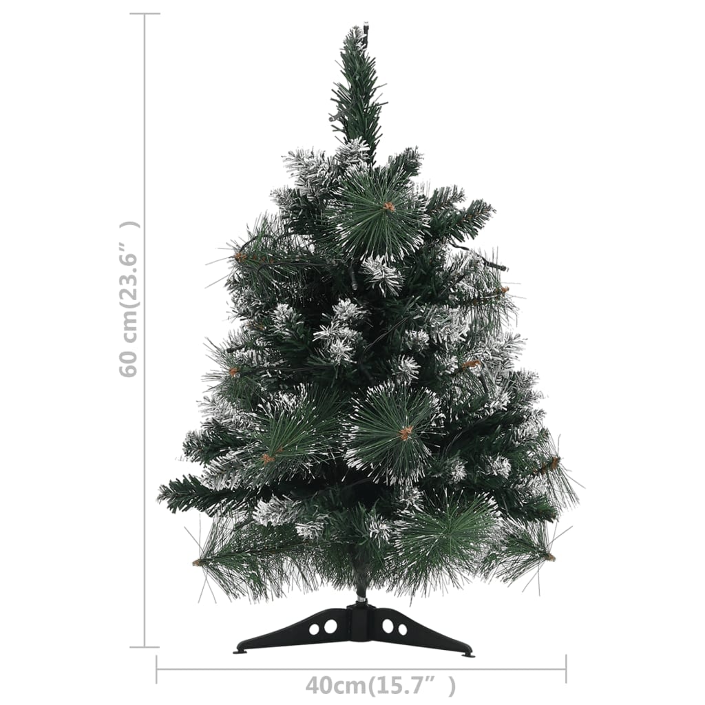 vidaXL kunstigt juletræ med lys og juletræsfod 60 cm grøn