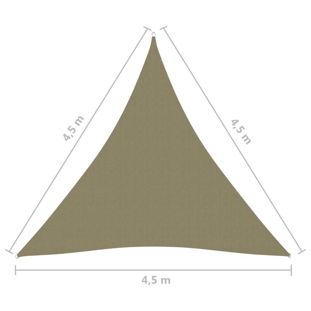 vidaXL solsejl 4,5x4,5x4,5 m oxfordstof trekantet beige