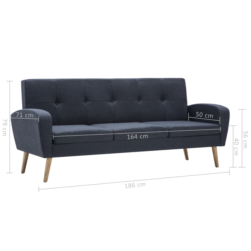 vidaXL 3-personers sofa i stof mørkegrå