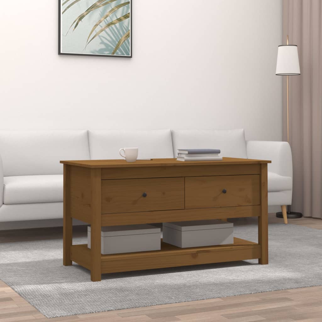 vidaXL sofabord 102x49x55 cm massivt fyrretræ gyldenbrun