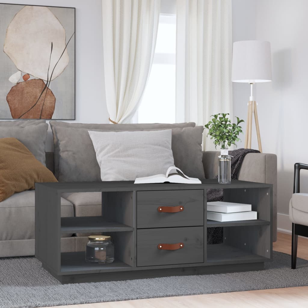 vidaXL sofabord 100x50x41 cm massivt fyrretræ grå