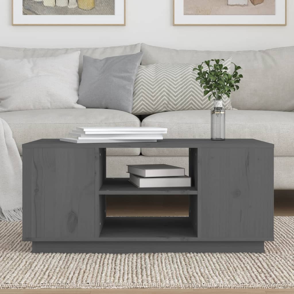 vidaXL sofabord 90x49x40,5 cm massivt fyrretræ grå