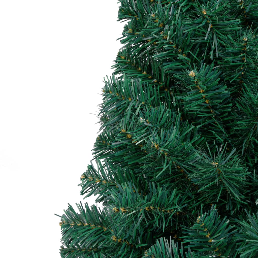 vidaXL kunstigt halvt juletræ med lys og kuglesæt 180 cm grøn