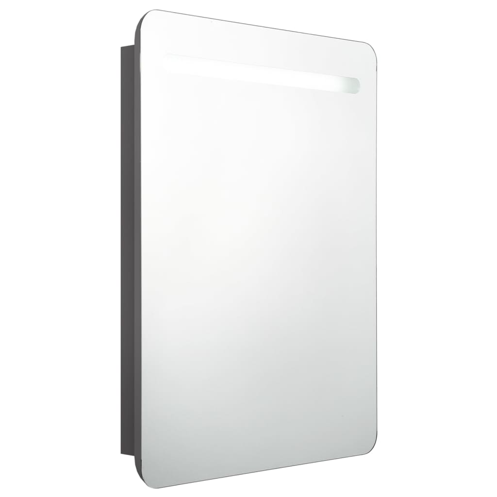 vidaXL badeværelsesskab med spejl + LED-lys 60x11x80 cm grå