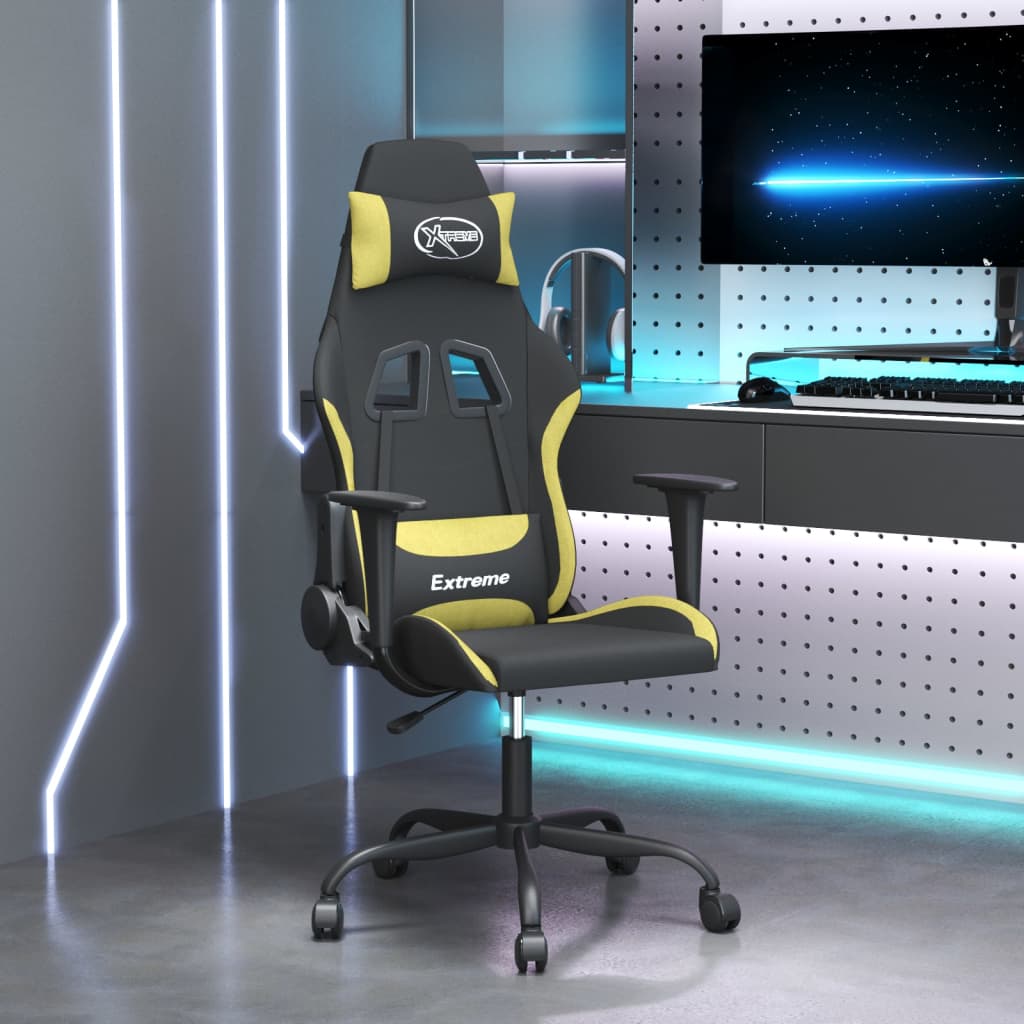 vidaXL gamingstol med massagefunktion stof sort og lysegrøn