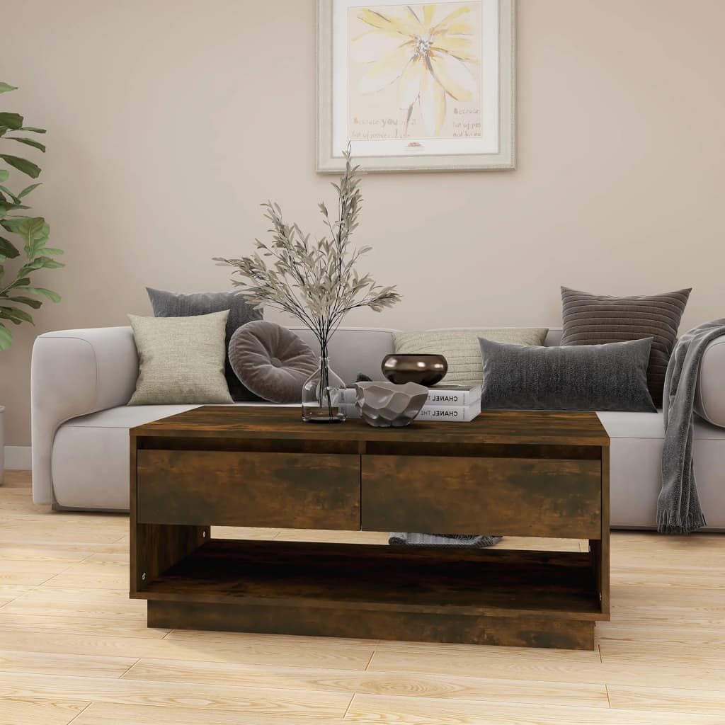vidaXL sofabord 102,5x55x44 cm konstrueret træ røget egetræsfarve