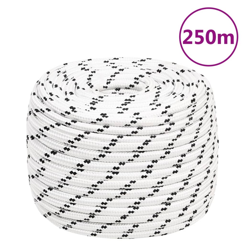 vidaXL flettet tovværk 14 mm x 250 m polyester hvid