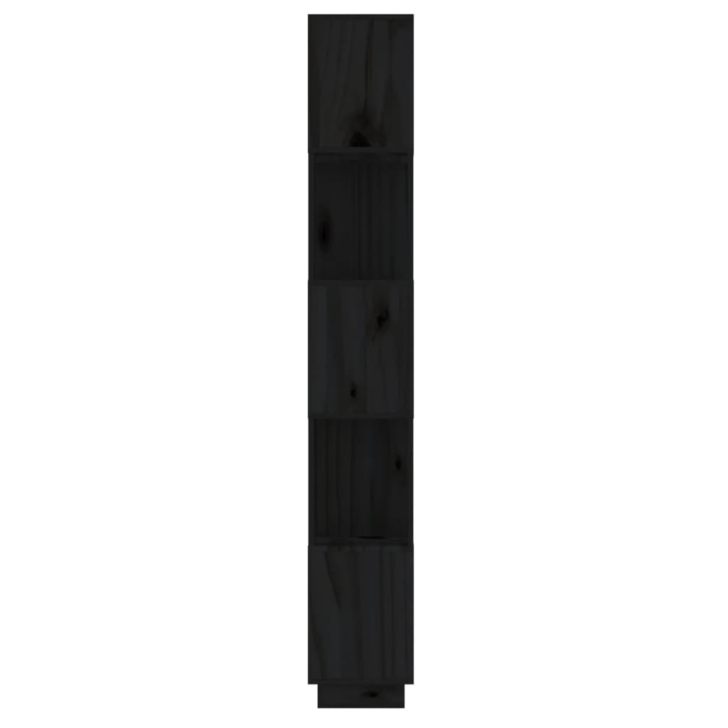 vidaXL bogreol/rumdeler 51x25x163,5 cm massivt fyrretræ sort