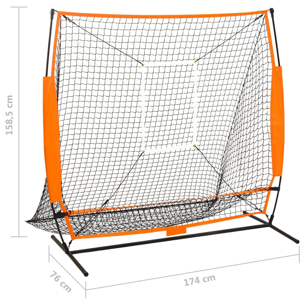 vidaXL multisport træningsnet til baseball 174x76x158,5 cm sort
