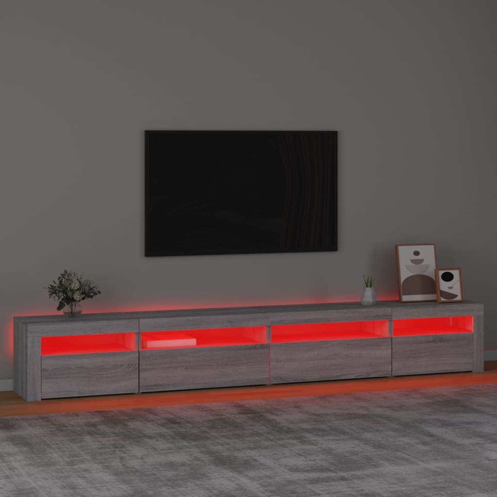 vidaXL tv-skab med LED-lys 270x35x40 cm Grå sonoma-eg