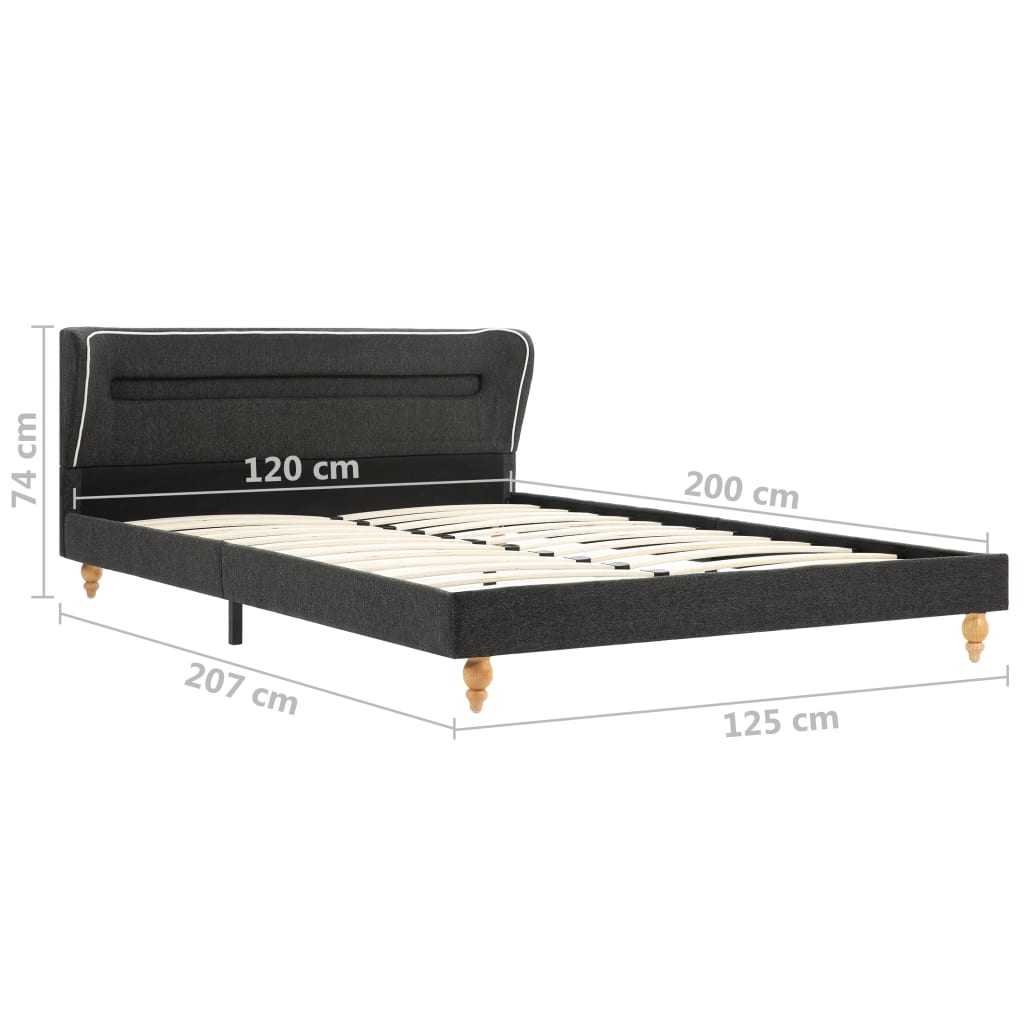 vidaXL sengestel med LED mørkegrå sækkelærred 120 x 200 cm